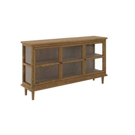 Wyld Haus Honley Dark Brown Wood 3 Glass Door Sideboard