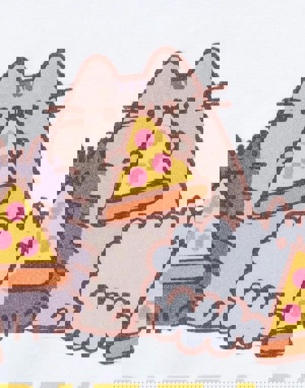 Pusheen Girls White Pizza Purrty Short Sleeved T-Shirt