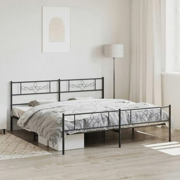 Berkfield Metal Bed Frame with Headboard and Footboard Black 193x203 cm