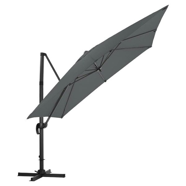 Light Grey 3 x 3 m Square Cantilever Parasol Outdoor Hanging Umbrella for Garden and Patio Parasols Living and Home Charoal Parasol+ Cross Base