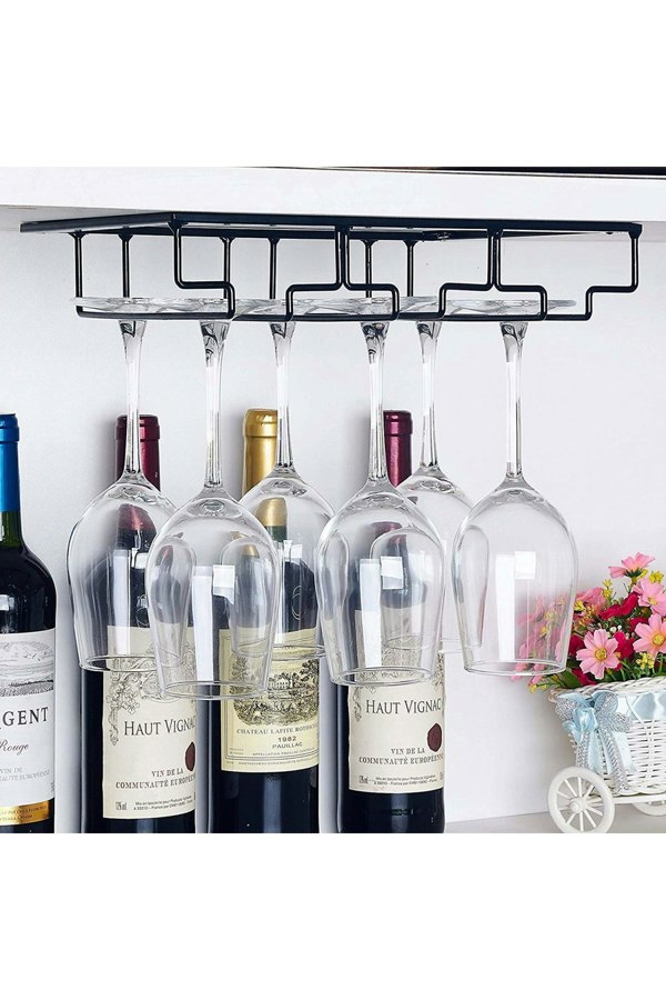 Living and Home Creative 3 Slots Wine Glass Rack Under Cabinet Stemware Holder Glasses Storage Hanger for Bar