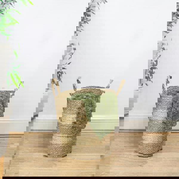 JVL Palma Natural Round Woven Storage Basket for Home Organisation, Brown