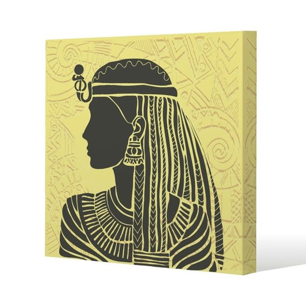 Benjamin Tate Design Egyptian Women on Yellow Slim Style Canvas Print  20x20cm , 15mm Slim Real wood.