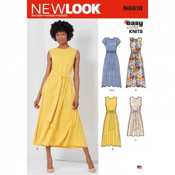 New Look Sewing Pattern 6618, Dresses for Women, A (8-10-12-14-16-18-20) - Easy