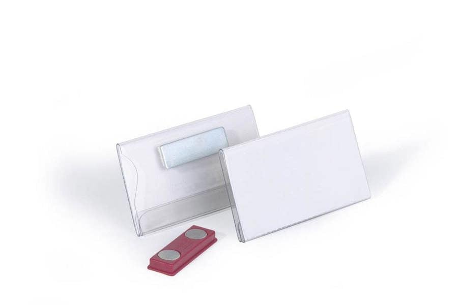 Durable Conference Magnet Name Tag Badge Holders + Inserts | 25 Pack | 40 x 75mm