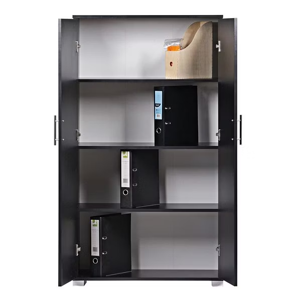 MMT Furniture Designs Beech Wooden 2 Door Lockable Storage Cabinet - 140 cm Tall Shoe Garage Storage, Filing Cabinet