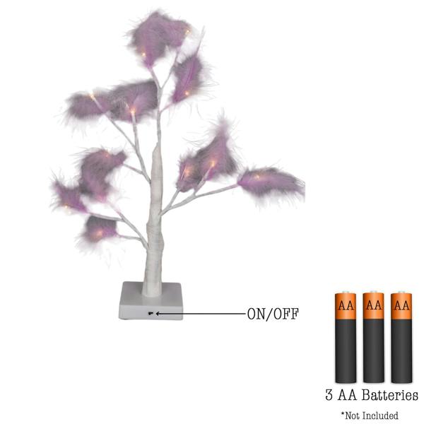 55cm Purple Feather Tree Table Lamp with Warm White LEDs, Battery-Operated Decorative Light image 3