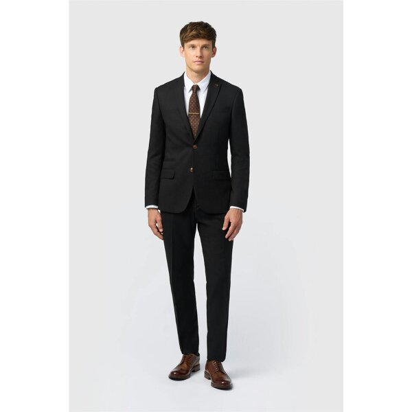 Antique Rogue Slim Fit Black Texture Stretch Jacket