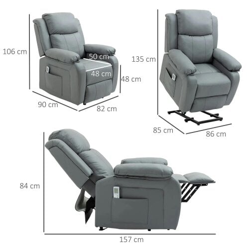 Bobobiy Riser and Recliner Chair with Massage, Power Lift Recliner Chair for Elderly with Remote Control, Grey