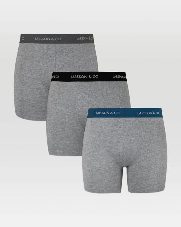 Larsson & Co 3 Pack Boxers In Grey Melange