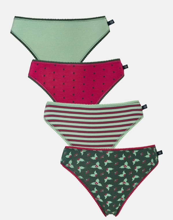 British Boxers Multipack! 4 Pairs of Women's Bamboo High Leg Knickers – Forest Berry