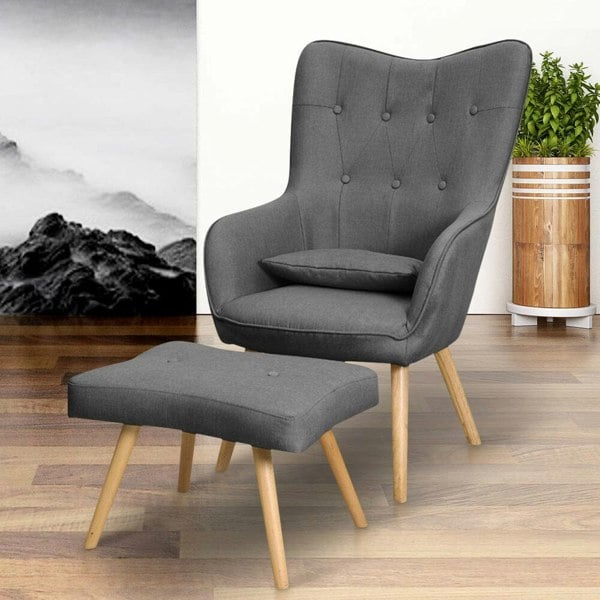 Soft Velvet Wingback Lounge Chair and Footstool Wingback Chairs Living and Home