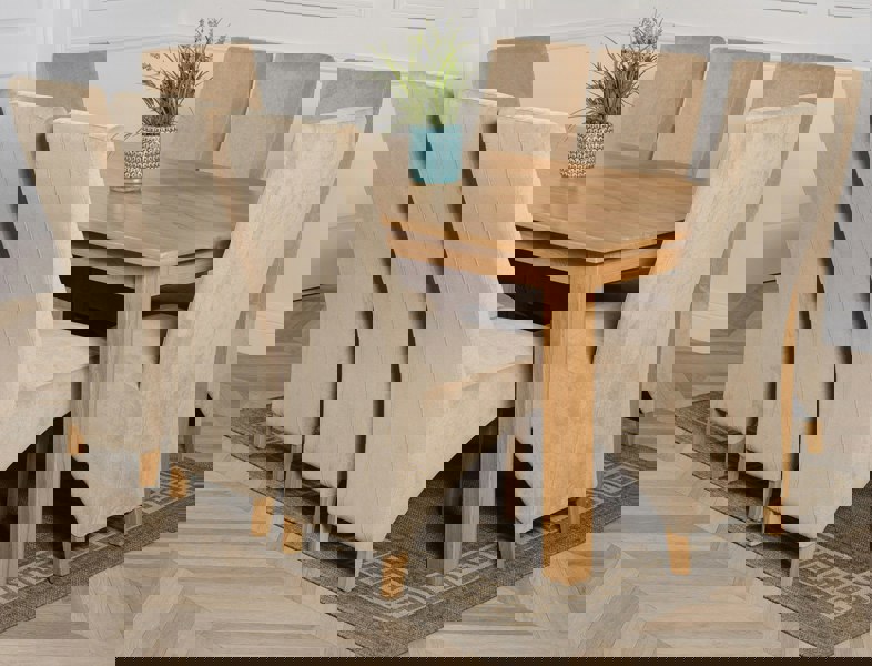 That's Furniture Oslo 180 x 90cm Large Oak Dining Set with Lola Fabric Chairs