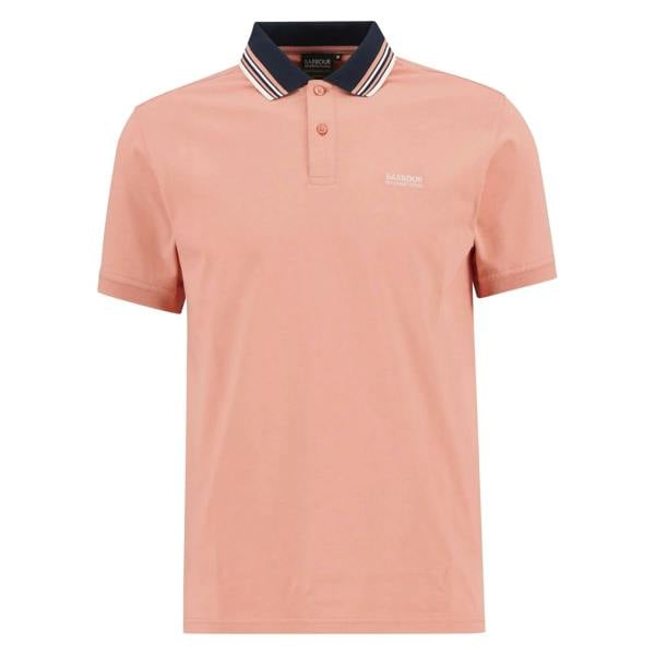Barbour International Burnwood Tipped Polo Shirt Burnt Coral