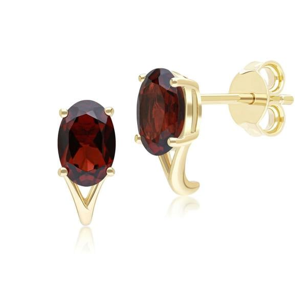 Gemondo Classic Oval Garnet Stud Earrings in 9ct Yellow Gold 7x5mm