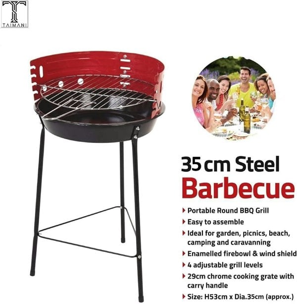 Generise Portable Camping & Festival Chargrill BBQ Grill Set - 14" Round