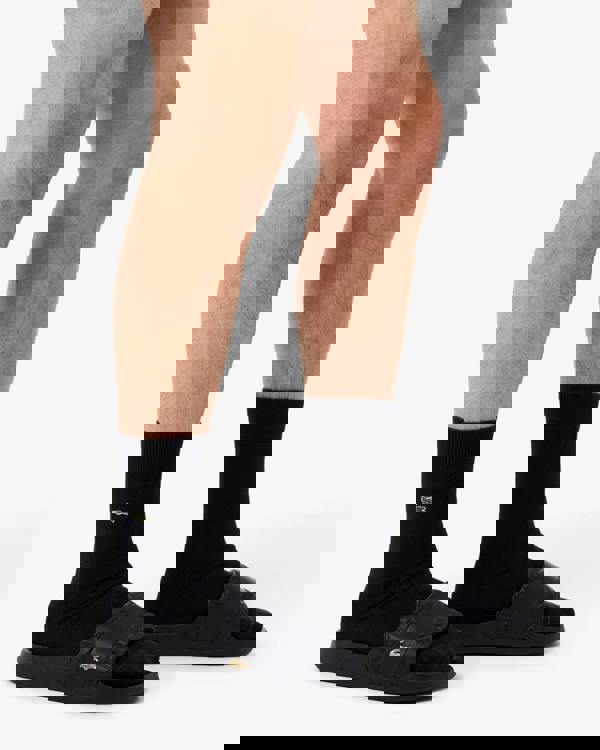 Lacoste Serve Hybrid Monogram Slides - Black/Gold 1V7 | CHO | Designer Mens Sandals