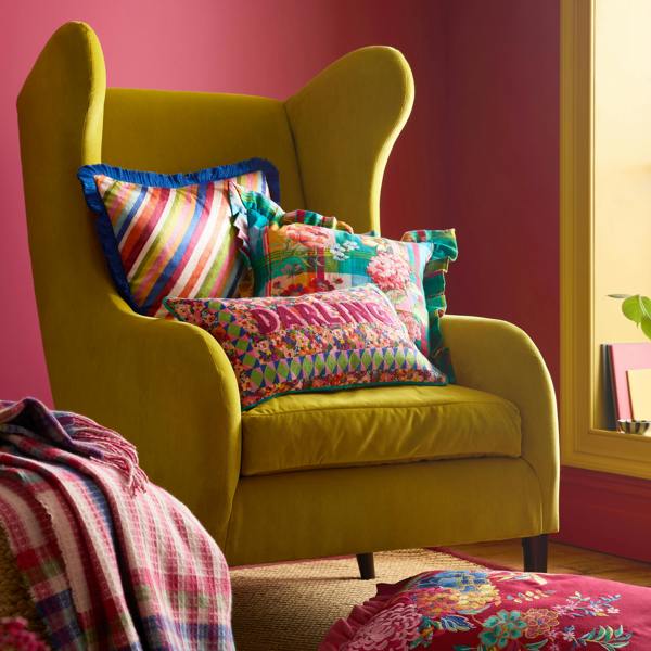 Sophie Robinson Darling Diagonal Stripe Reversible Filled Cushion Bright
