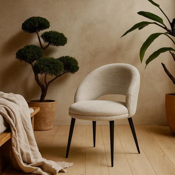 Wyld Haus Montsoreau Upholstered White Curved Open Backrest Dining Chair