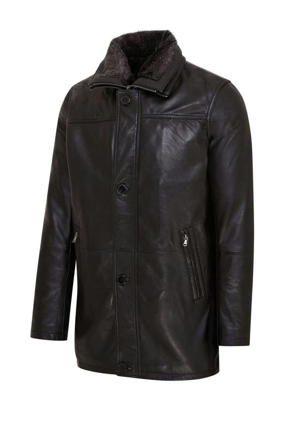 Infinity Leather Mens Mid-Length Warm Leather Trench Coat - Varkaus