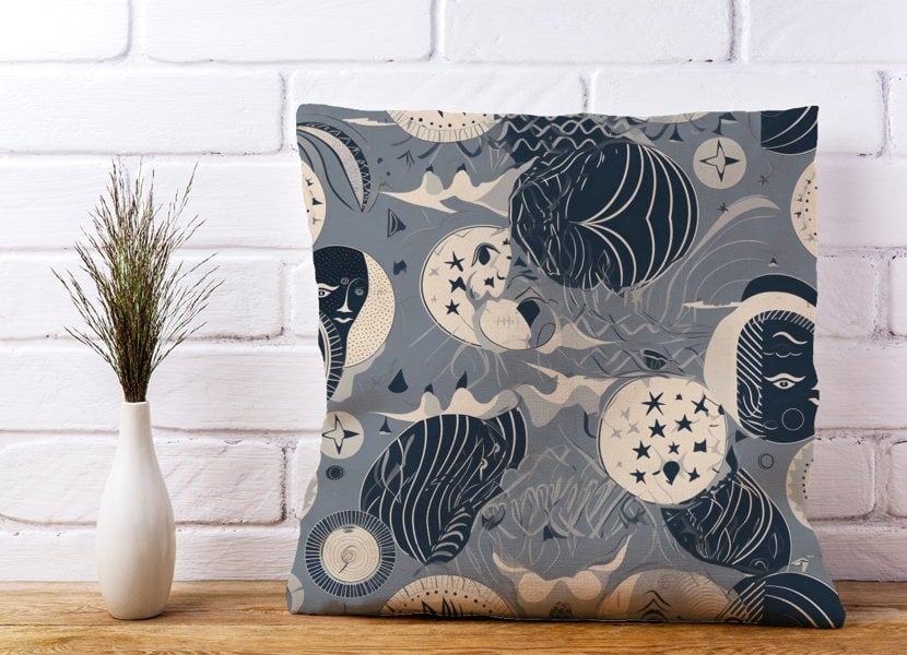 Warren Reed Abstract Moon and Stars Cushions