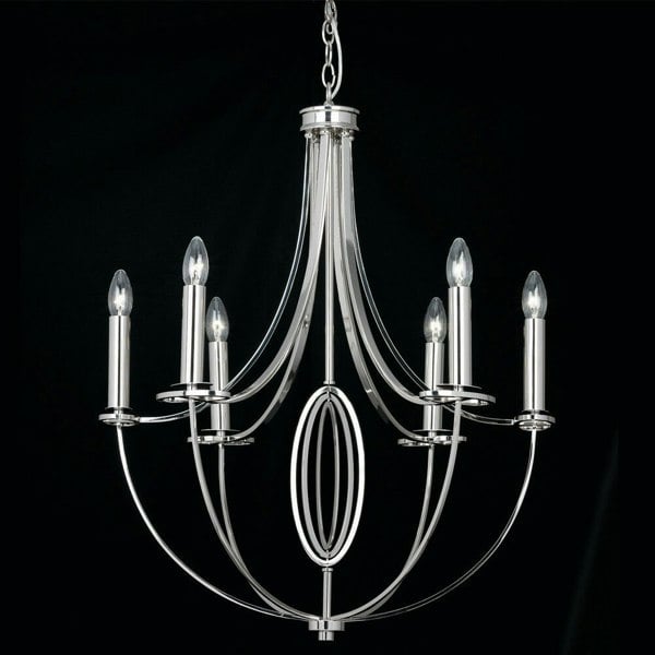 Multi Light Ceiling Pendant 6 Bulb Nickel Feature Chandelier Vintage Metal Lamp Loops
