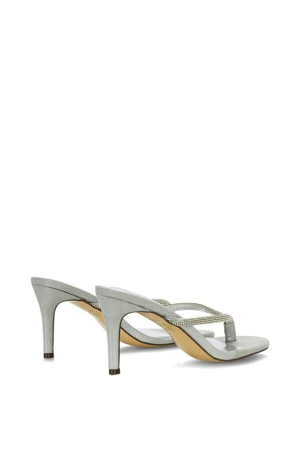 XY LONDON Thong Strap Slip On Stiletto Diamante Heeled Sandal Mules