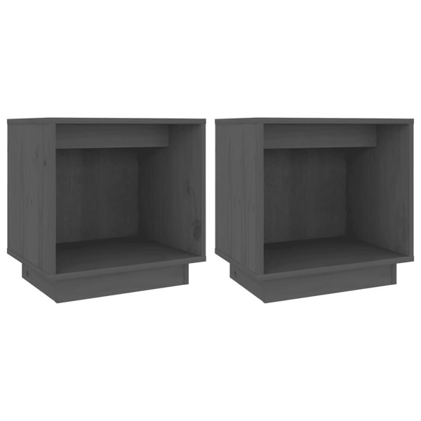 Berkfield Bedside Cabinets 2 pcs Grey 40x30x40 cm Solid Wood Pine