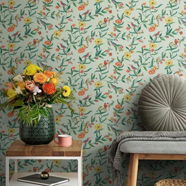 Cath Kidston Birds Wallpaper - Sage - 