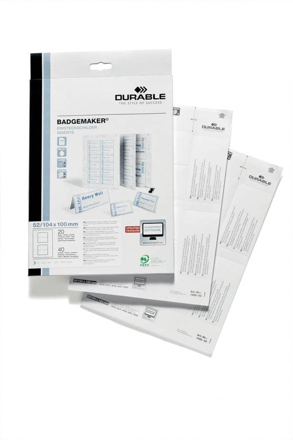 Durable BADGEMAKER Printable Table Place Name Inserts | 40 Cards | 52x100mm