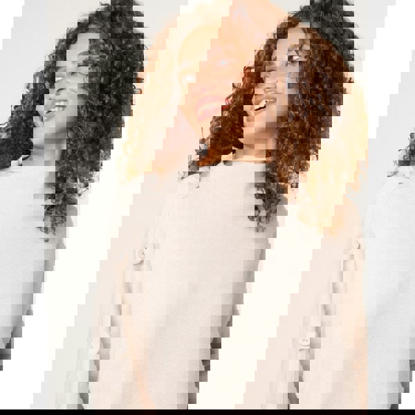 Blue Vanilla High Neck Fabric Button Sleeve Jumper