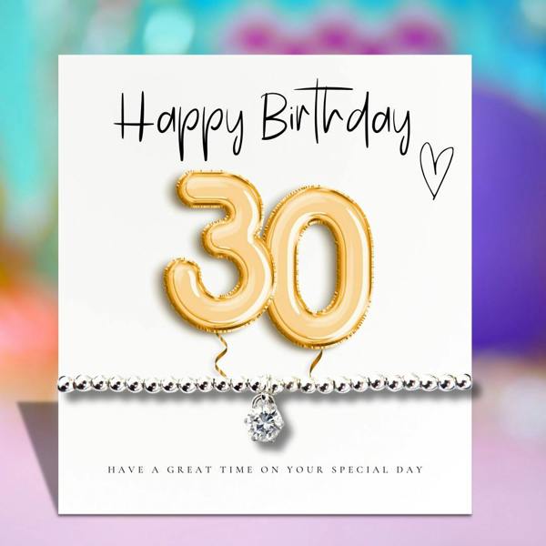 Aye Do Gifts 30th Birthday Gift Box, Cubic Zirconia Bracelet & Chocolate Hearts