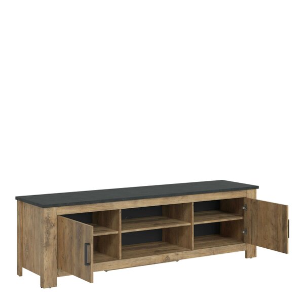 Wyld Haus Juniper 189cm Wide 2 Door TV Cabinet Chestnut and Matera Grey