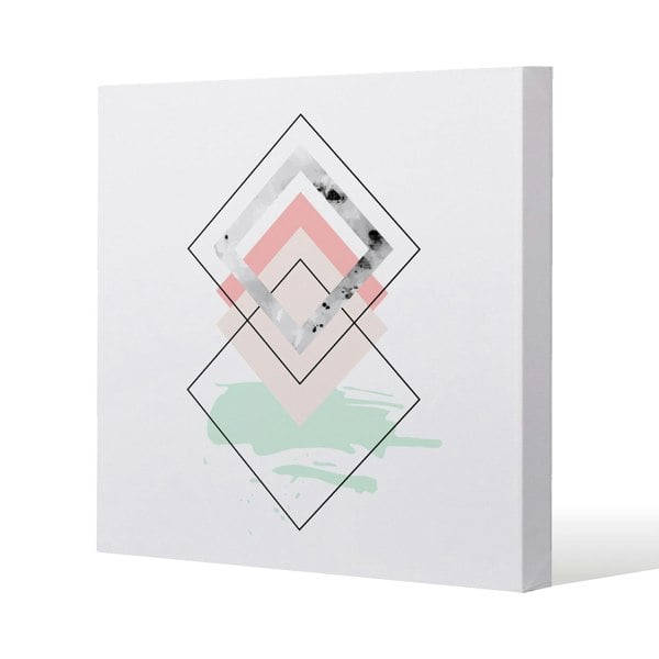 Benjamin Tate Design Geometric Overlays Slim Style Canvas Print  50x50cm , 15mm Slim Real wood.