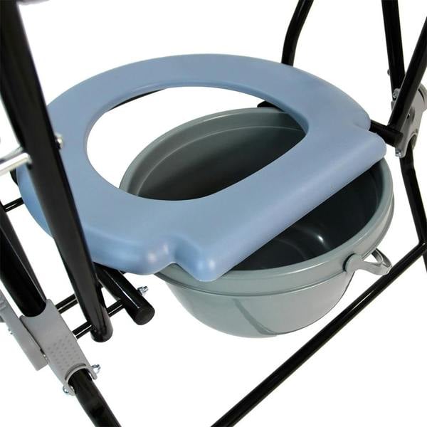 Havendro Blue Foldable Steel Commode Chair Portable Toilet with Safety Lock - 9L Bucket