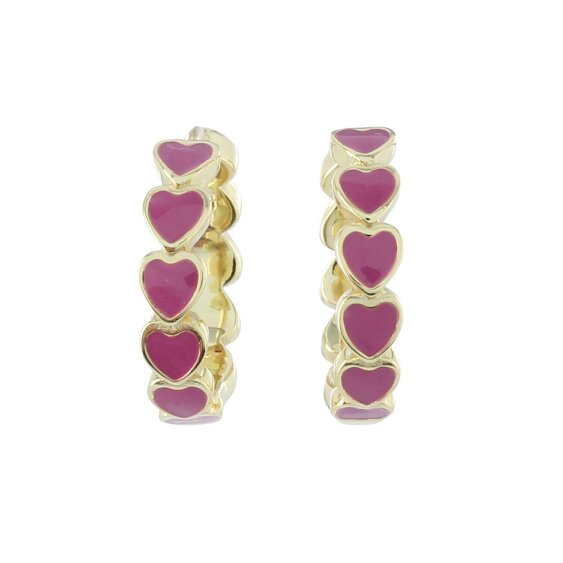 Reeves & Reeves Pink and Gold Heart Hoops