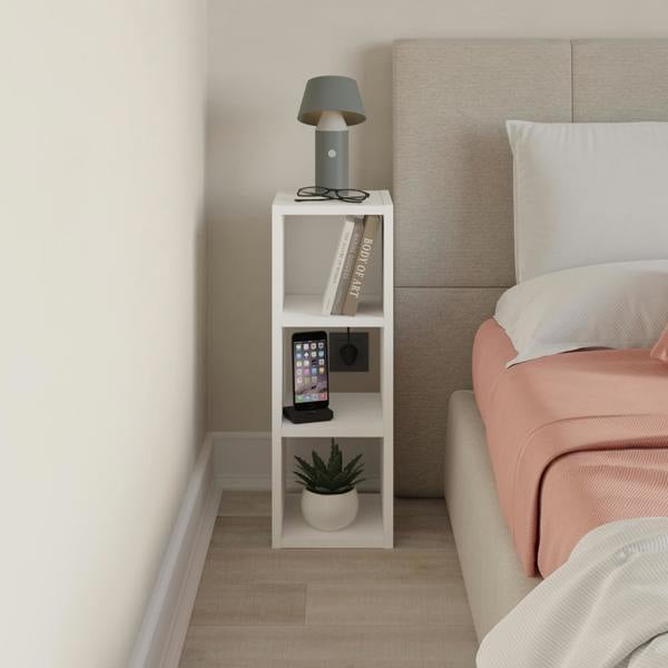 Decortie Modern Combayn 3 Cube Small Low Standing Book Shelf Contemporary Stackable Cube Storage Unit for Small Space