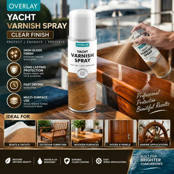 Overlay 12X Overlay Clear Gloss Yacht Varnish Professional Spray Paint 400ml