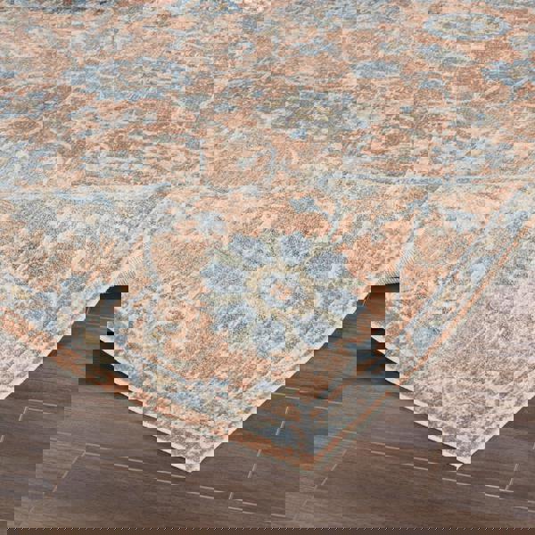 Livabliss Lillian-Washable Brown Blue Traditional Vintage Boho Rug