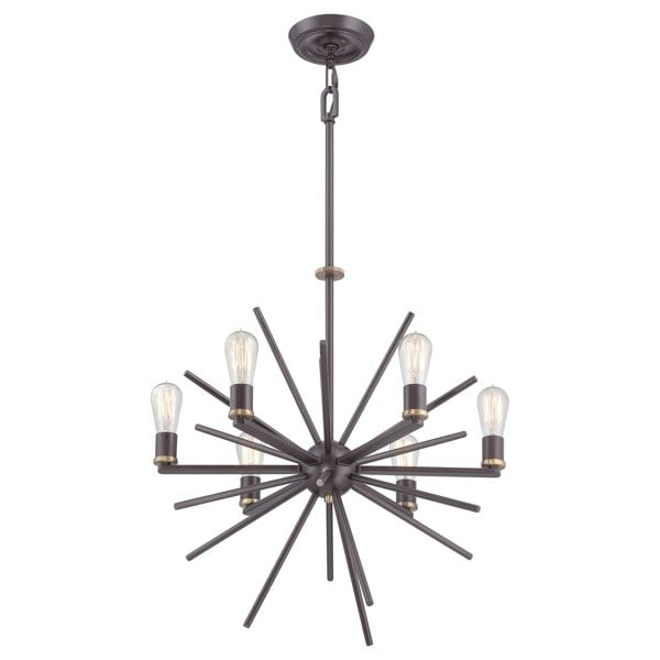 6 Bulb Chandelier Hanging Pendant LIght Western Bronze LED E27 60W Bulb Loops