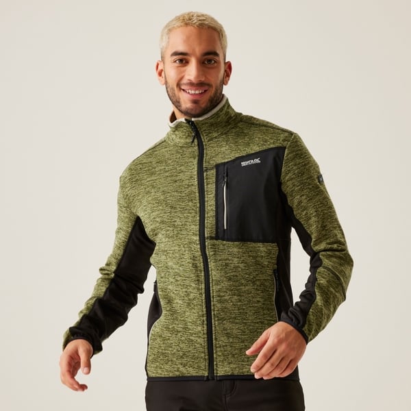 Regatta Mens Baslinn Marl Full Zip Fleece Jacket - Nephrite Green / Black