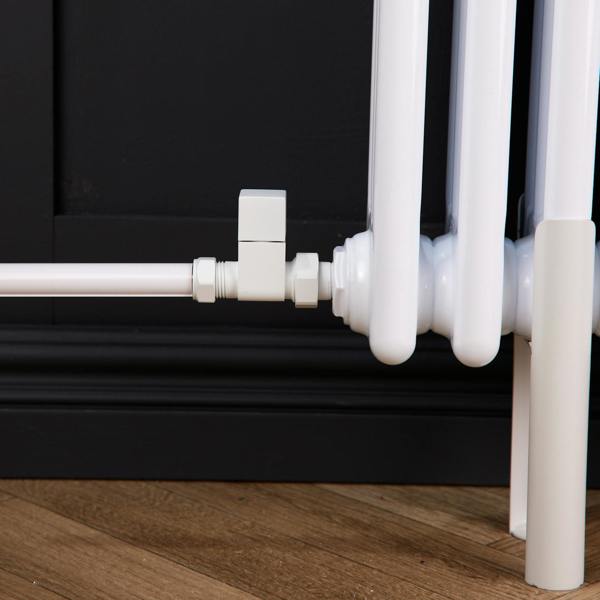 Flode Straight Square Manual Radiator Valve Pack | 15mm x 1/2″ | Matt White