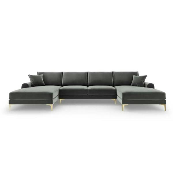 Snug Furniture Monroe Plush U-Shaped Corner Sofa with Gold Legs