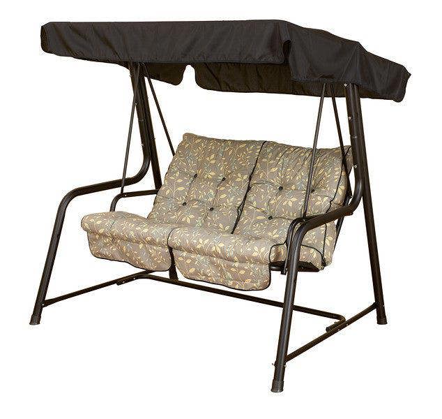 REPLACEMENT CUSHION ONLY Vienna Deluxe 2 Seater Garden Hammock (Pattern options available) 153cm (H) x 140cm (W) X 121cm (D) Teal Flower (Black Frame) The Garden Furniture Shop