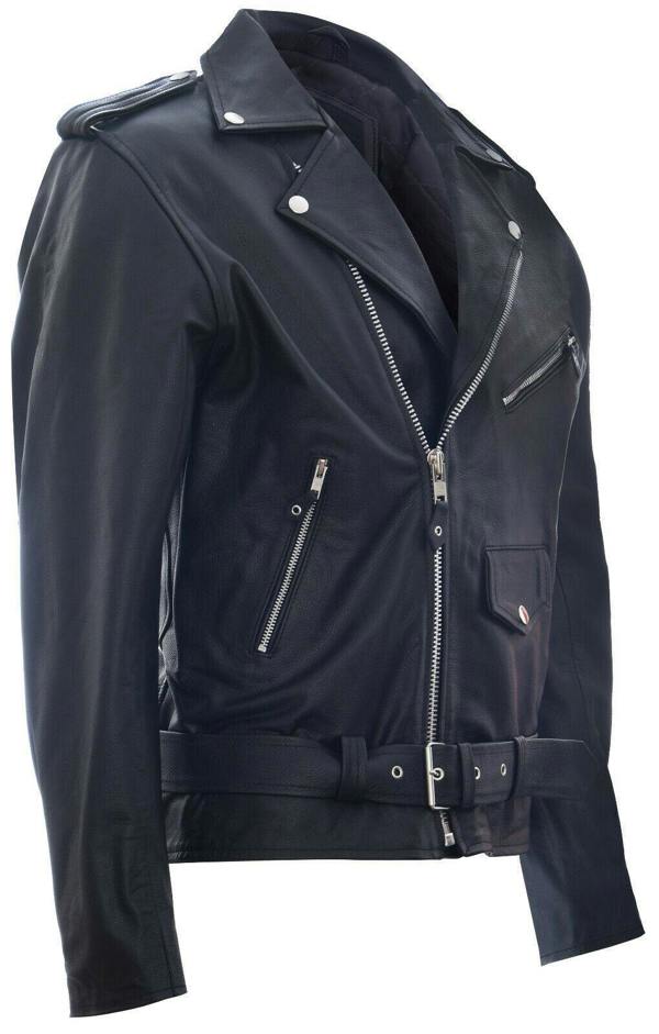 Infinity Leather Mens Cow-Hide Black Brando Jacket -Venice