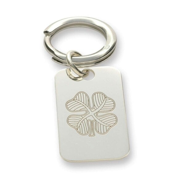 Christopher James of London Sterling Silver Four Leaf Clover Keyring With Optional Engraving