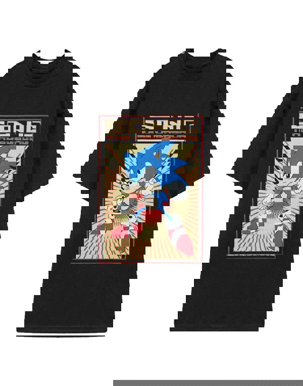 Sonic the Hedgehog Mens Black Sonic Short Sleeved T-Shirt