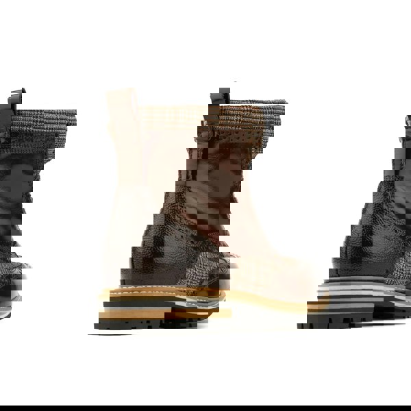 Embassy London Wanderer - Brown Check - Men's leather combat style side zipper boot in brown