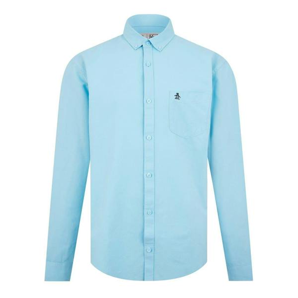 Original Penguin Mens Oxford Cotton Button-Down Shirt - Cool Blue - 