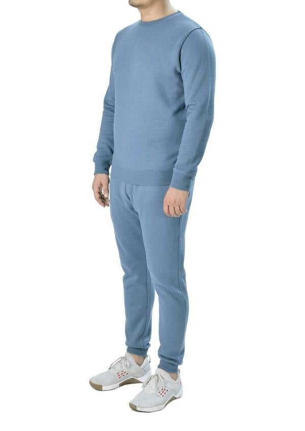 Smart Living Classic Plain Crew Neck Long Sleeve Pullover Sweatshirt Jumper - Denim